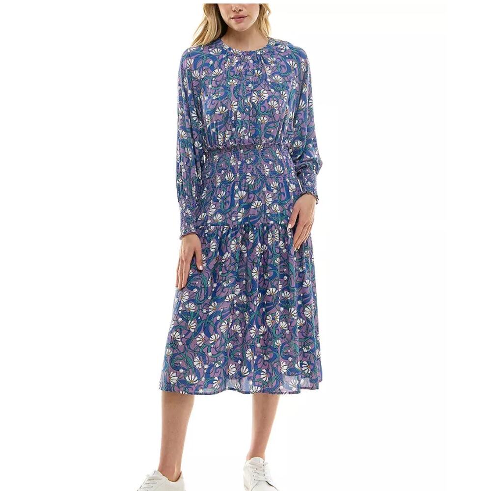 NWT Nicole Miller Lora floral long sleeve printed dress size XL